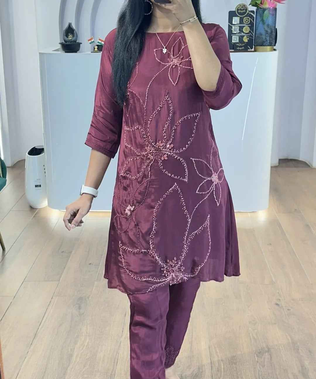 Maroon KnotWork Co-Ord Set