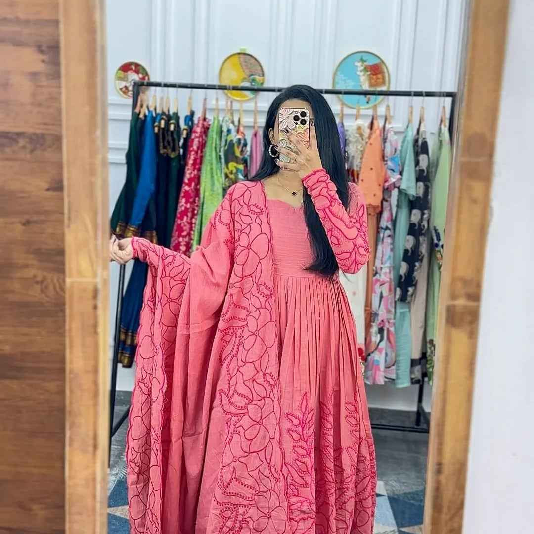 Floral Fantasy Anarkali Pink