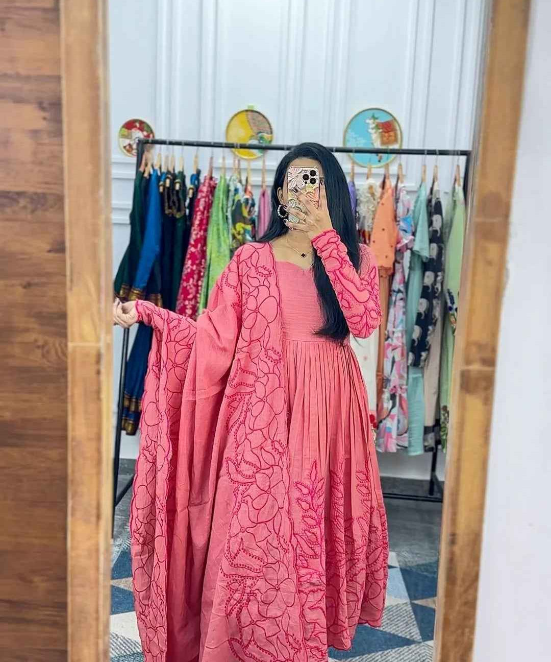 Floral Fantasy Anarkali Pink