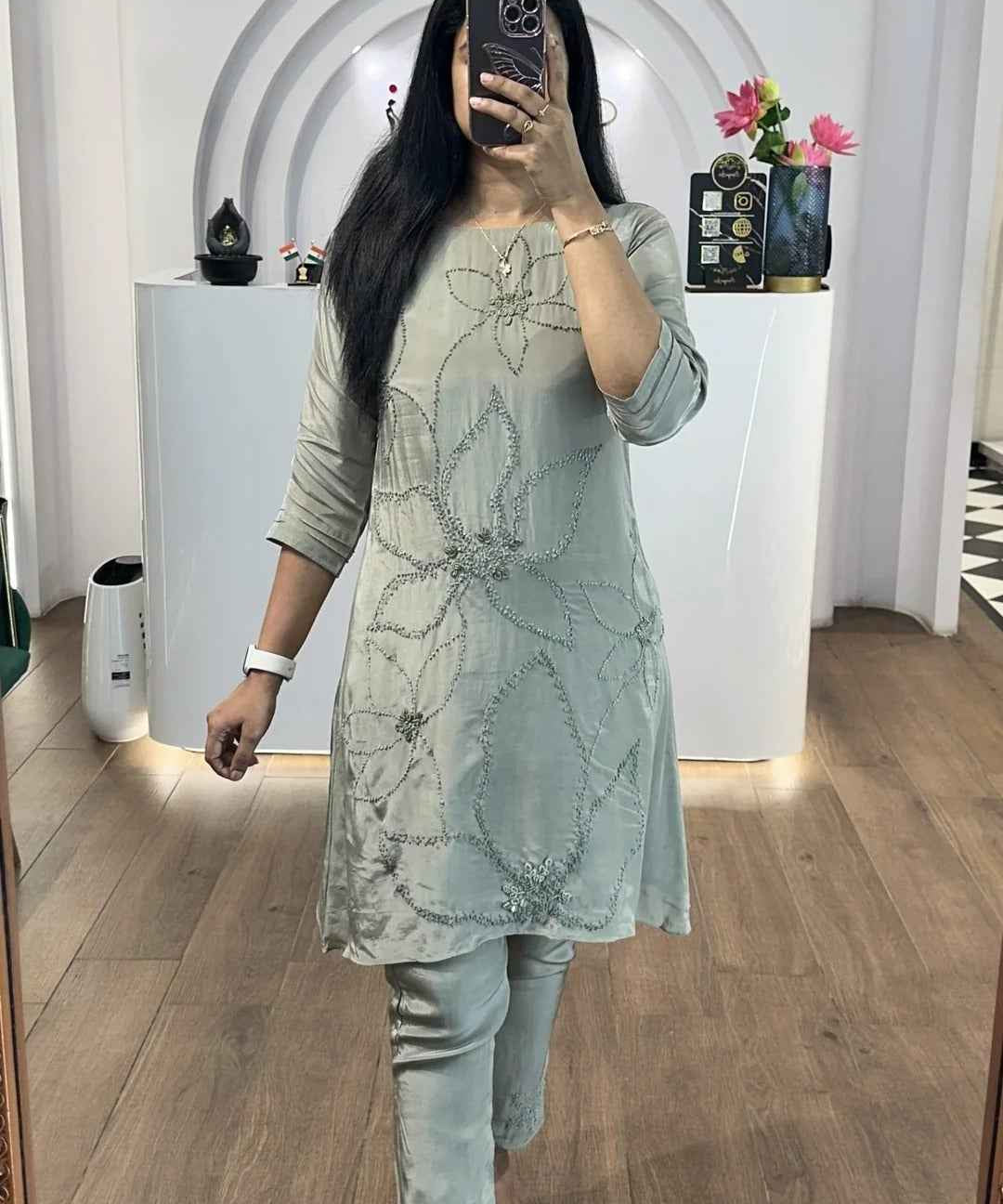 Gray KnotWork Co-Ord Set