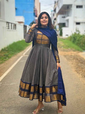 Anarkali Pure Kanchi Cotton With Dupatta Georgette Silk