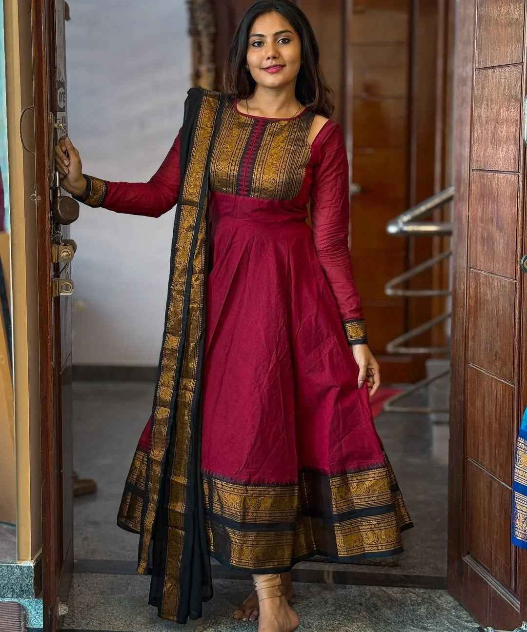 Red Signature Kanchi Cotton Anarkali & Dupatta