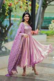 Lavender Space Silk Anarkali