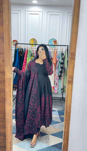 Floral Fantasy Anarkali Black