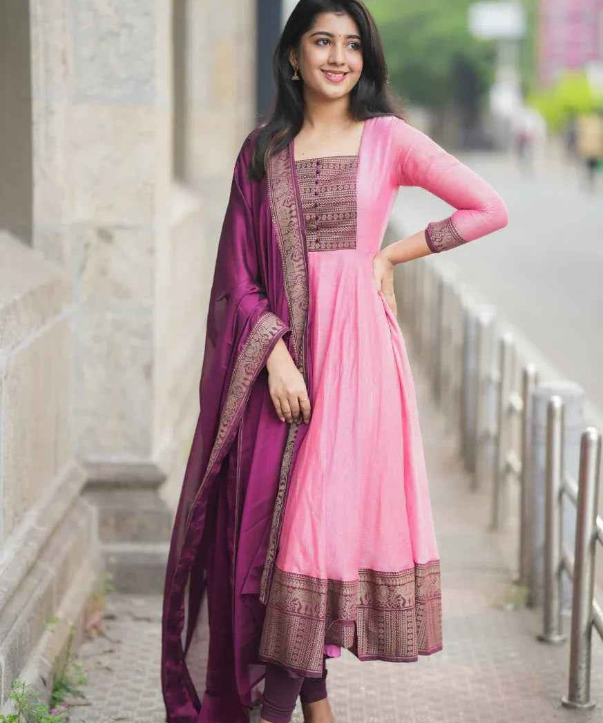 Menaka Series collection Pure cotton temple Anarkali