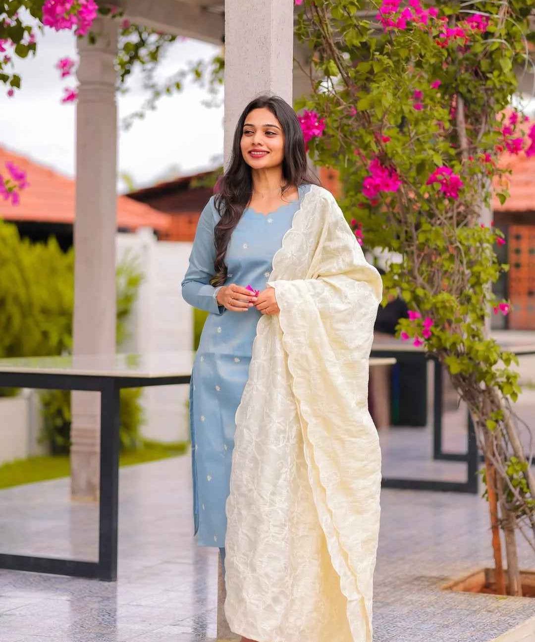 Ice Blue Tissue Suit Set