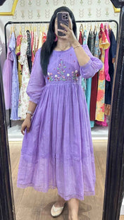 Lavender Mulchanderi Handworked Frock