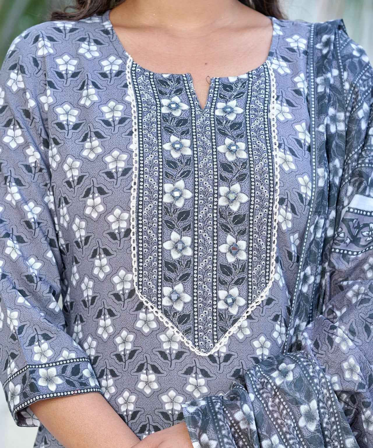 Gray Minimal Muse Rayon Straight Suit