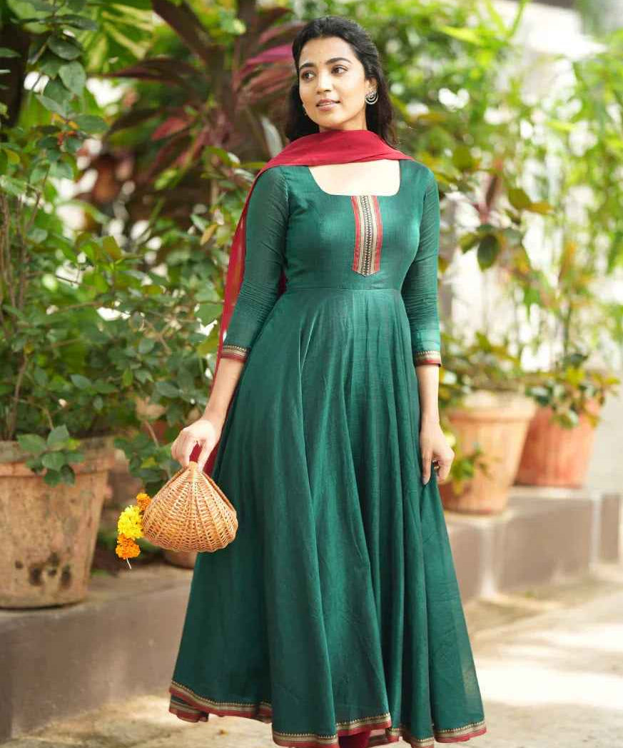 Avani collection Pure cotton temple Anarkali