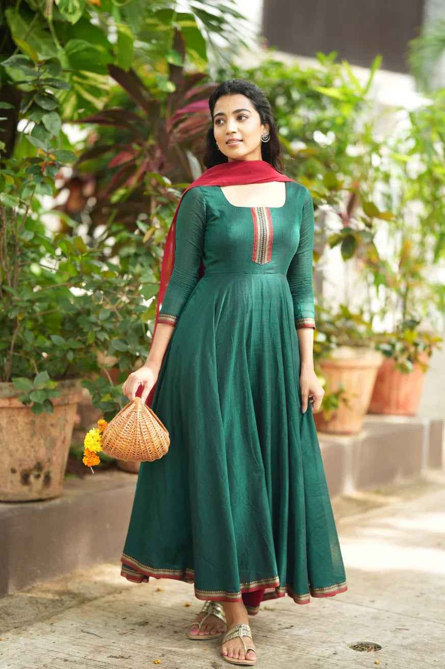 Avani collection Pure cotton temple Anarkali