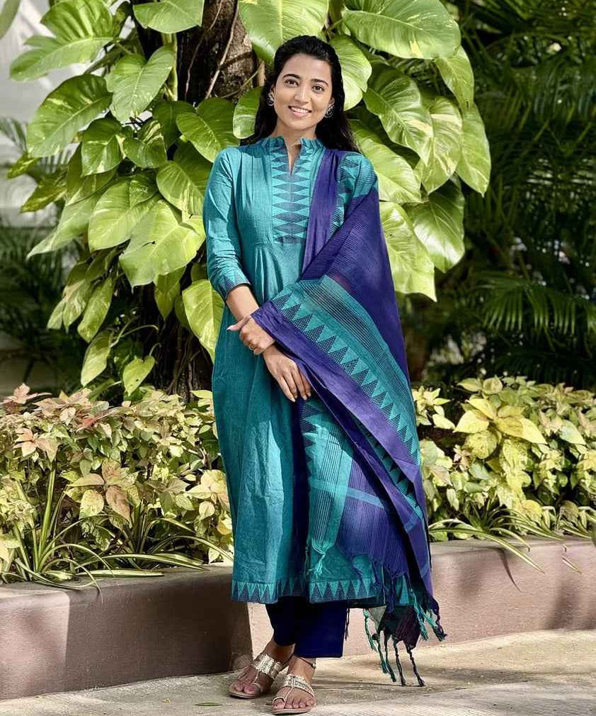 Pure South Cotton Mangalgiri Anarkali Set