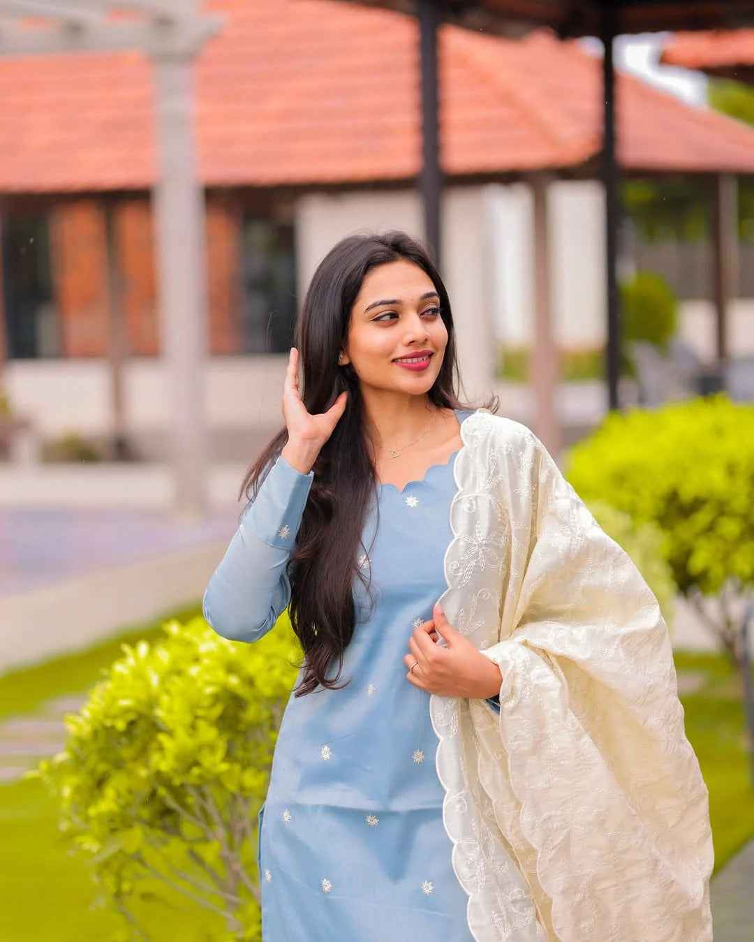 Ice Blue Tissue Suit Set