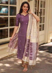 Aubergine Aura Top & Dupatta set
