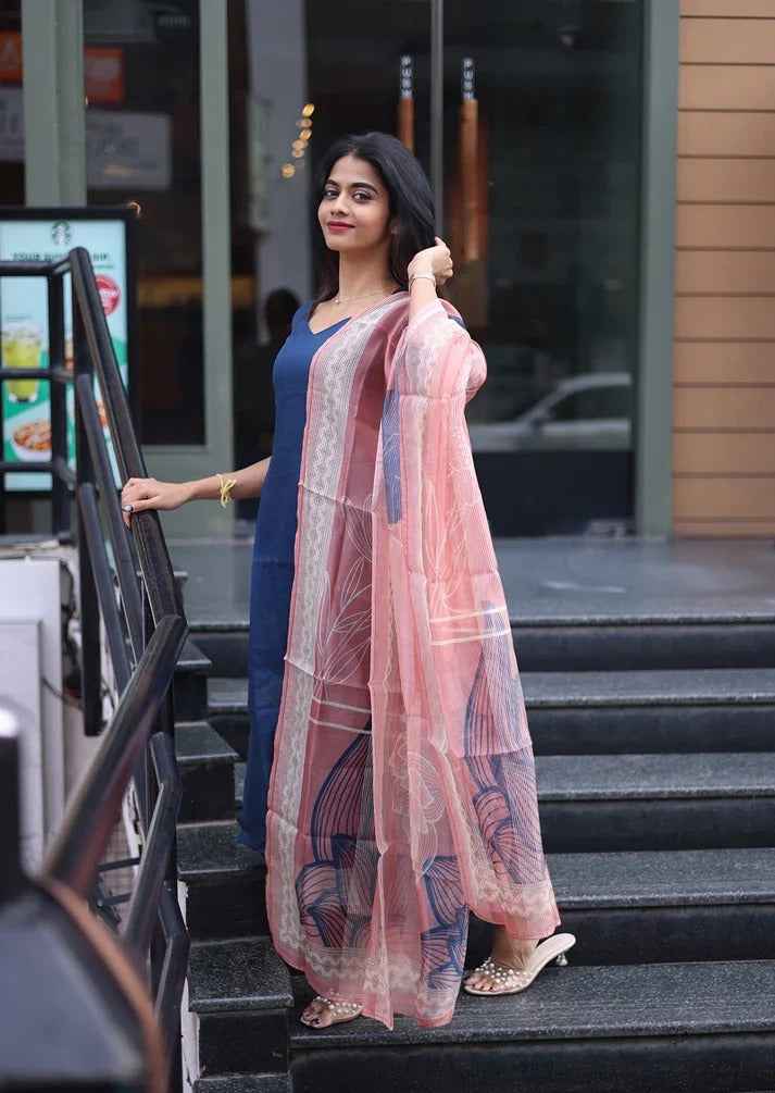 Indigo Wave Top & Dupatta Set