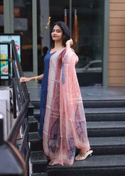 Indigo Wave Top & Dupatta Set