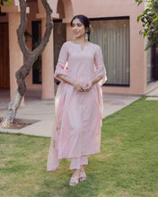 Tide Pink Handpainted Cotton Suit Set