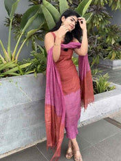Lady In Pink This jute silk woven salwar suit