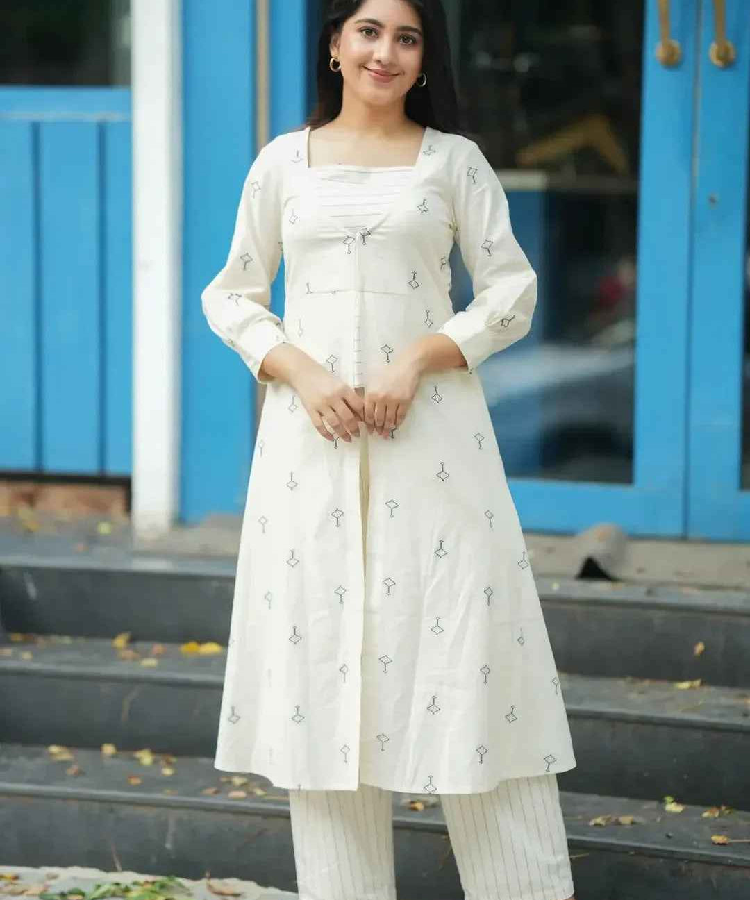 Diaa Handloom Co-ord Set in White