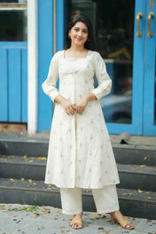 Diaa Handloom Co-ord Set in White