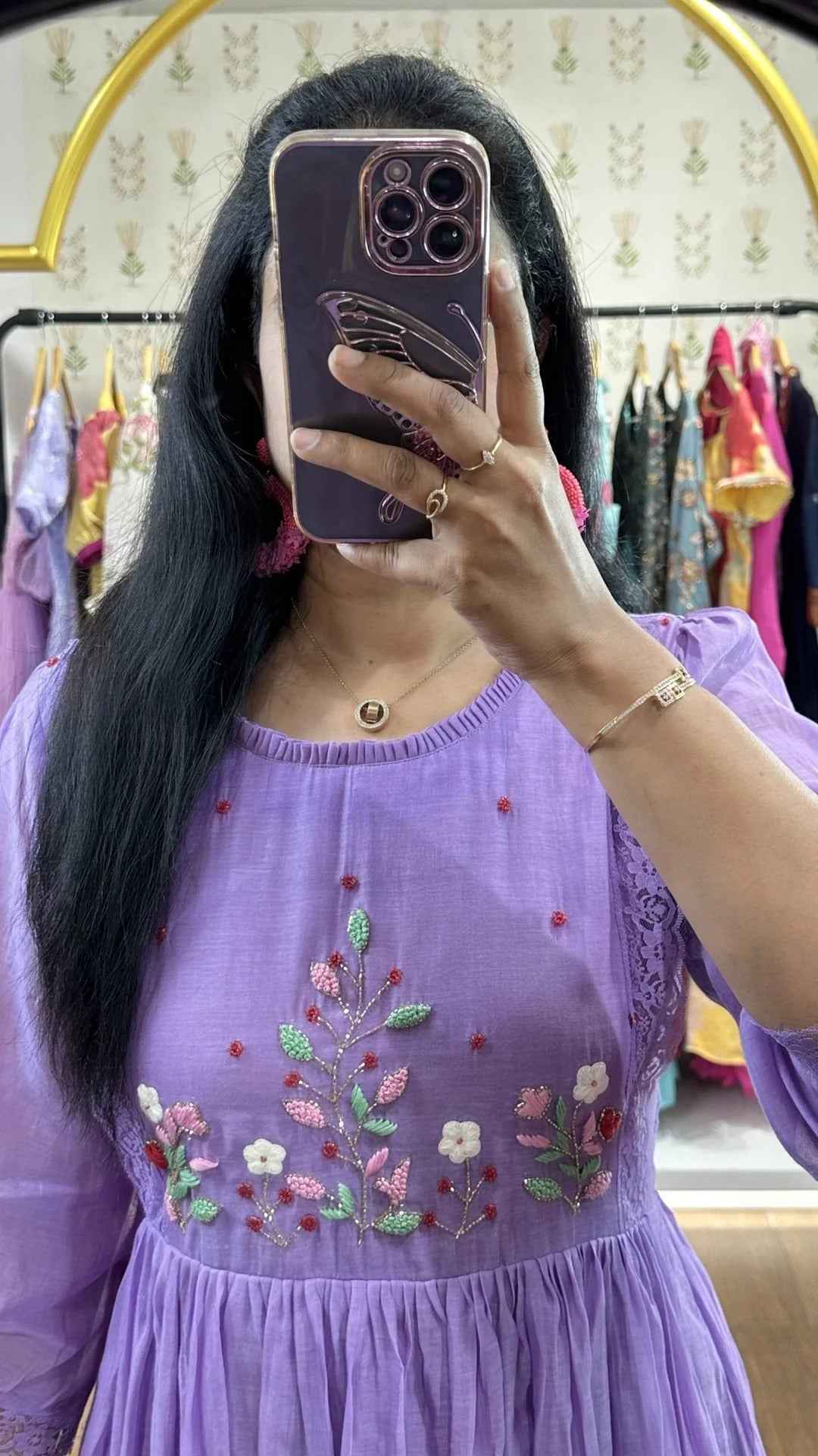 Lavender Mulchanderi Handworked Frock