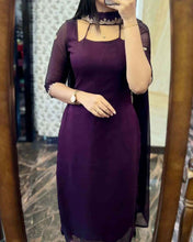 Petal Grace Cotton SuitaDARK PURPLE GEORGETTE STRAIGHT CUT KURTI WITH LINING AND DUPPATTA SET