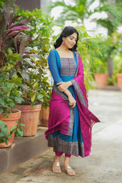 Pure Cotton Anarkali With Dupatta