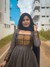 Anarkali Pure Kanchi Cotton With Dupatta Georgette Silk