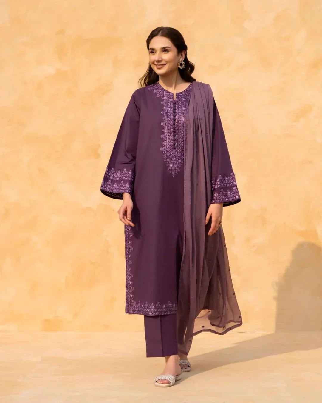 Ethnic Look In Our Wine Raw Silk Lace Work Kurta Set
