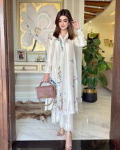 Soft White Chogha With Beautifully Colored Finely Hand-Embroidered