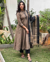 Grey Pure South Cotton Mangalgiri Anarkali Set