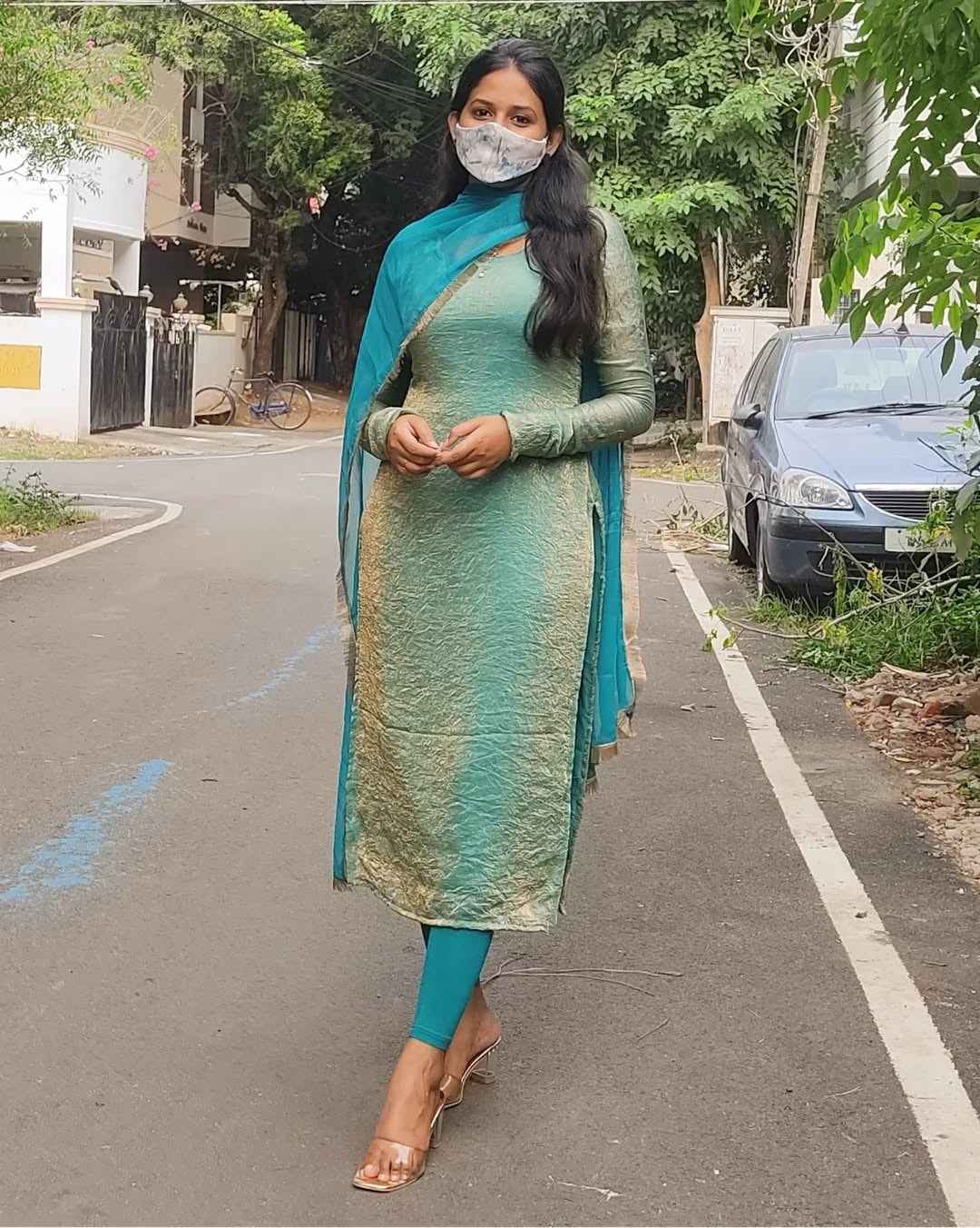 CRUSHED SILK KURTA-SET