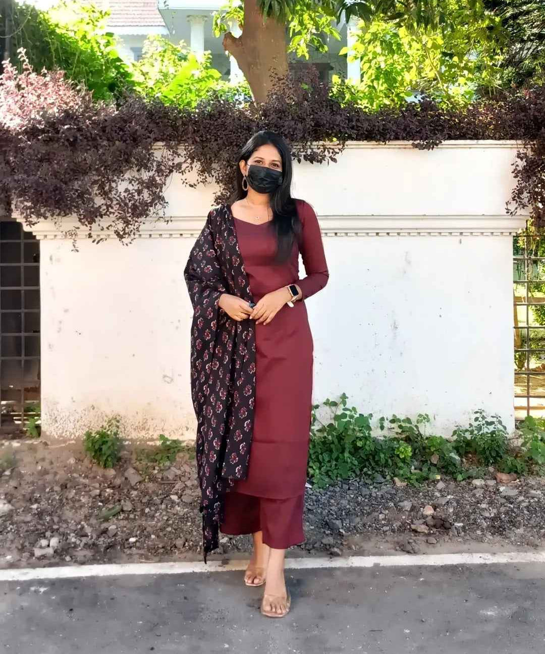 Wine Kurta Set