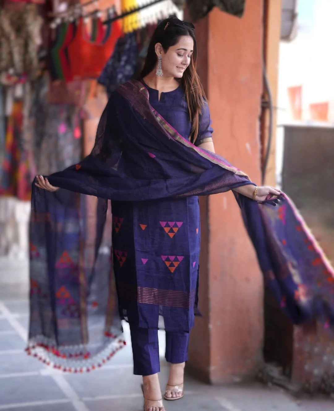 Handwoven Royal Blue Kurta Set