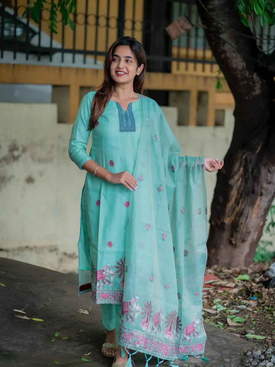 K-45 JAMDHANI COTTON WITH EMBROIDERY SALWAR SUIT