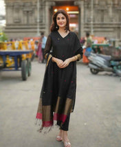 Maheshwari Silk Black Kurta Set
