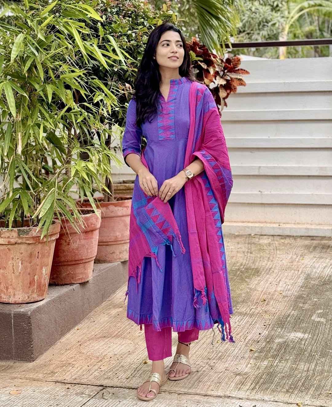 Pure South Cotton Mangalgiri Anarkali Set