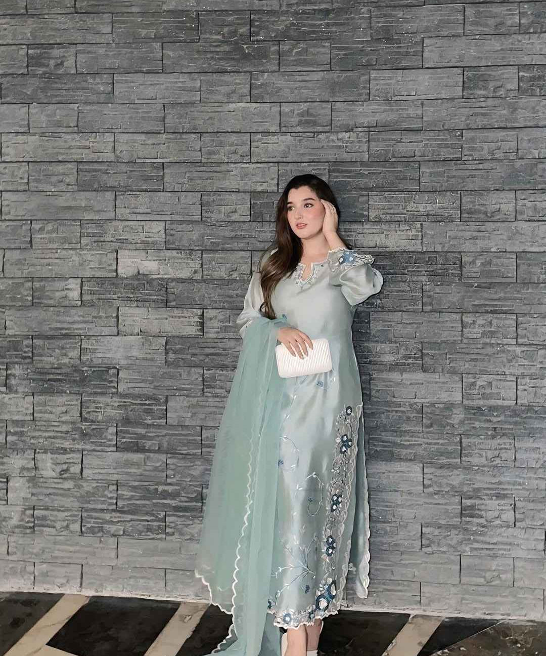 Icy Aqua Silk Suit Set