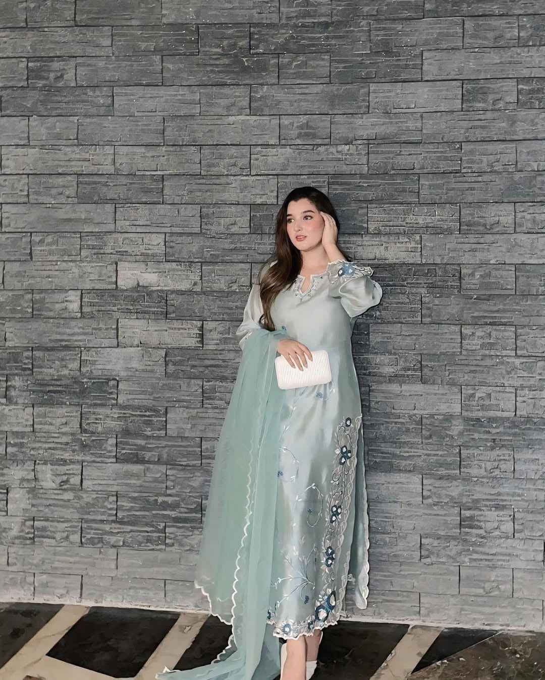 Icy Aqua Silk Suit Set