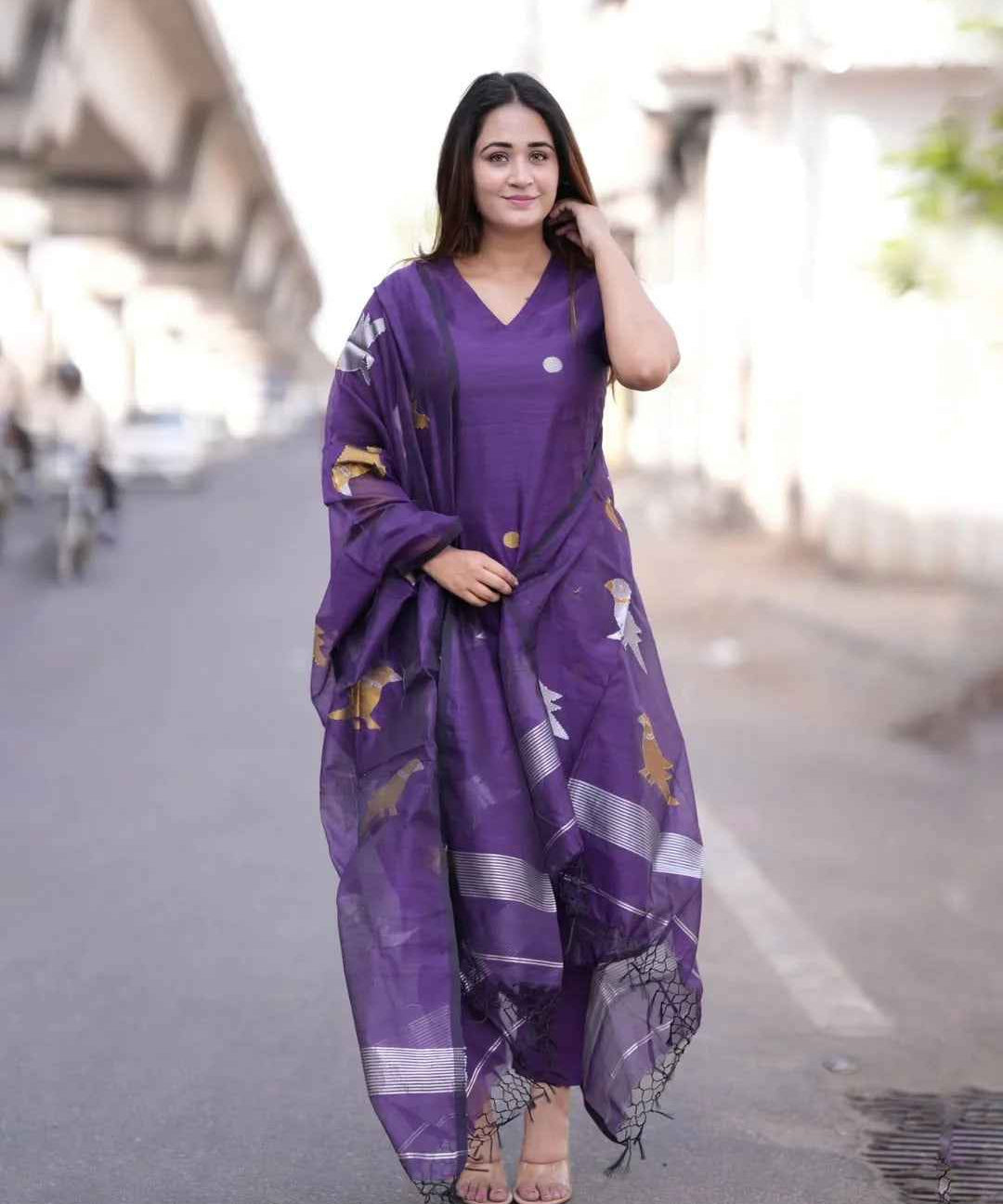 Indigo Handwoven Muslin Silk Set