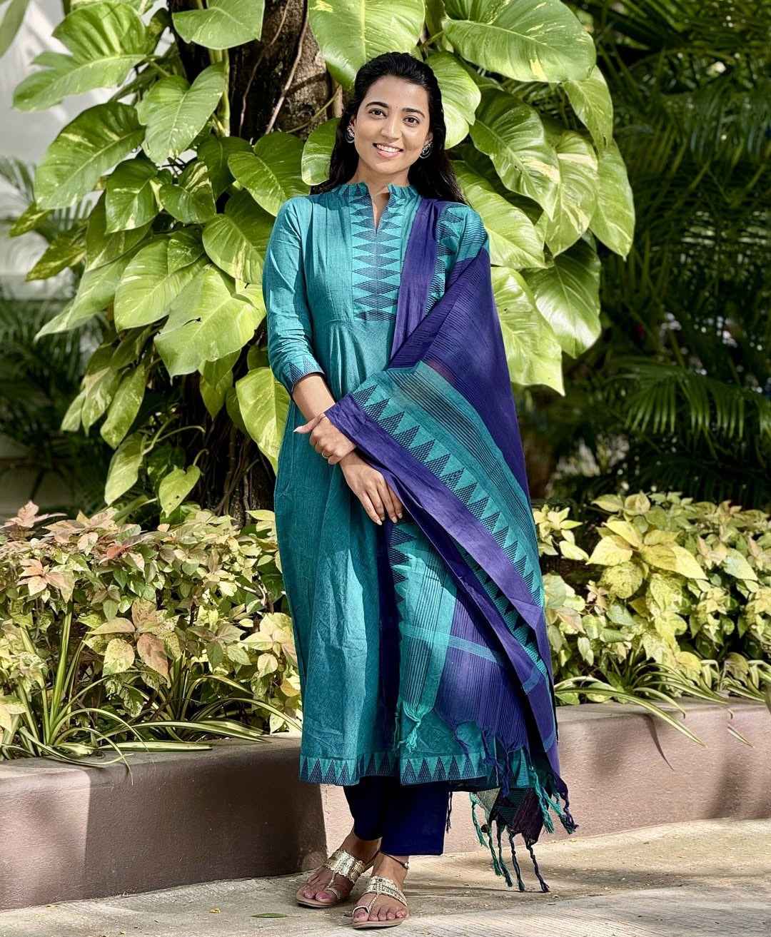 Pure South Cotton Mangalgiri Anarkali Set