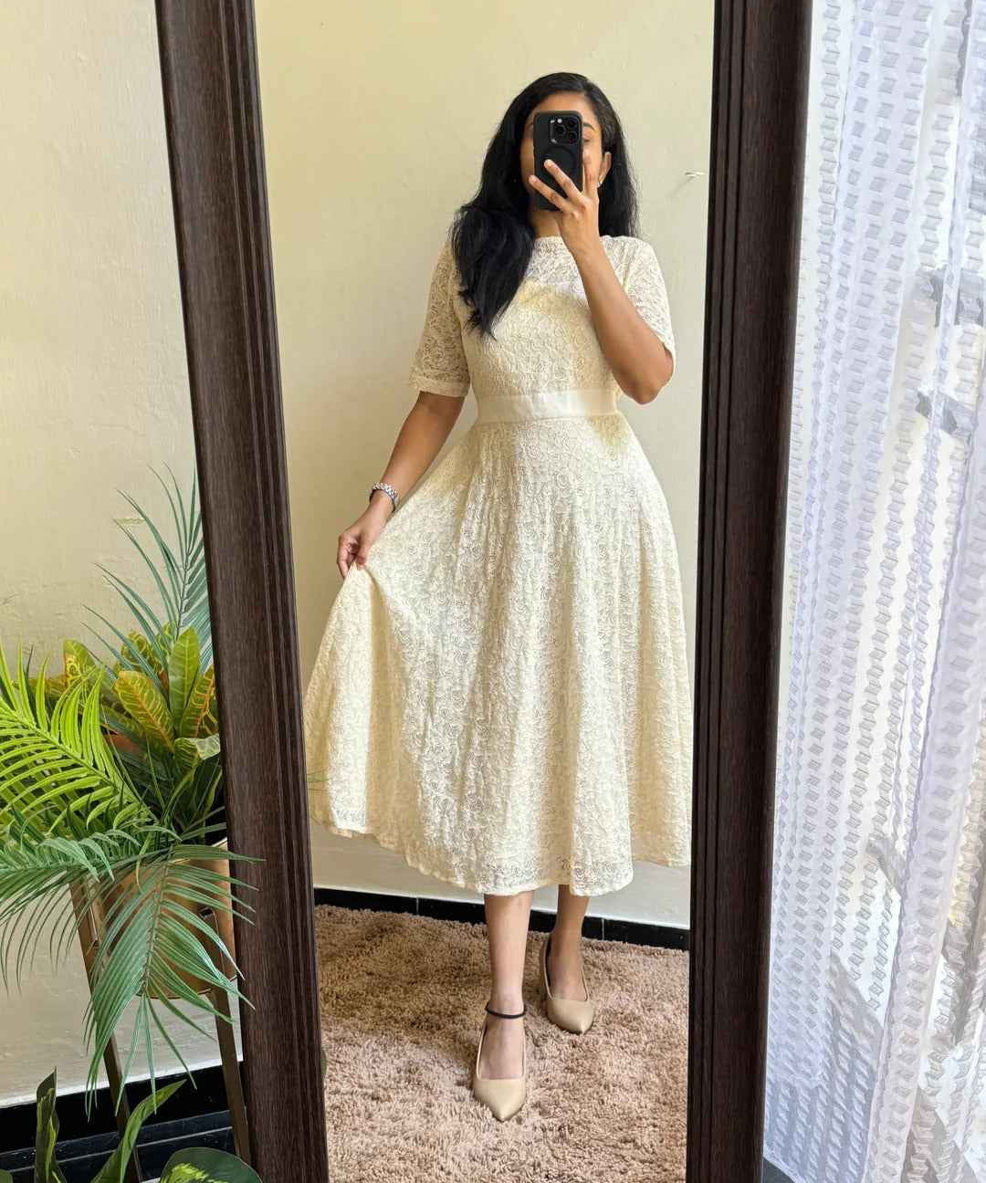 Beautiful Pure Potton Lace Western Dress