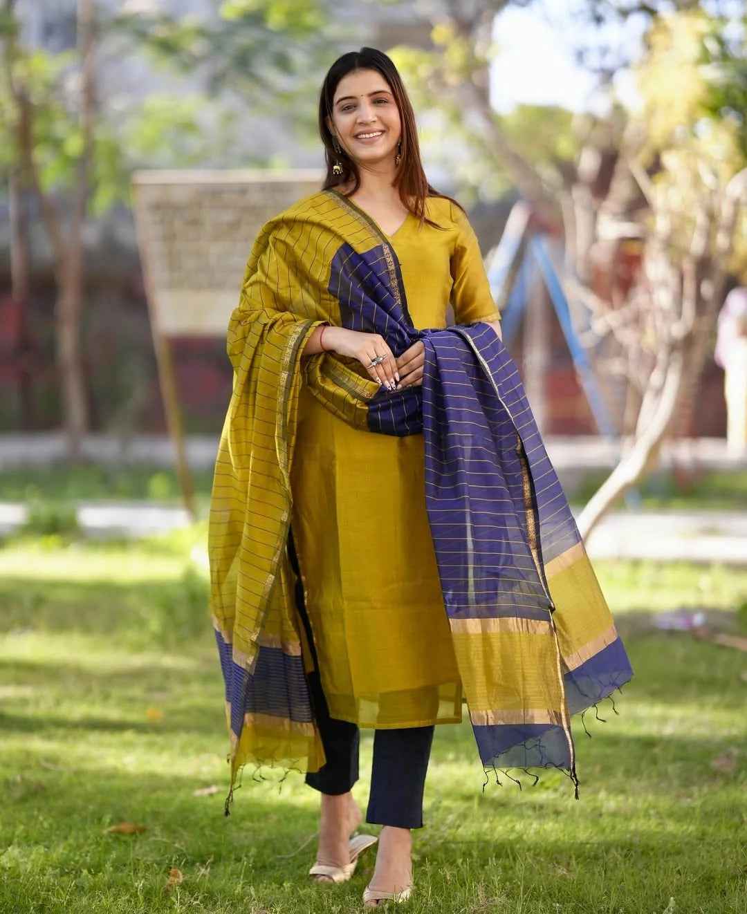 Maheshwari Kurti Lined With Comfy Cotton