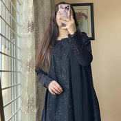 Elegant Black Embroidered Anarkali Kurta Set for Women
