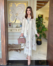 Soft White Chogha With Beautifully Colored Finely Hand-Embroidered