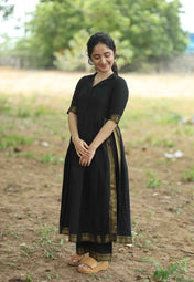 Black Linen Full Kurta Set