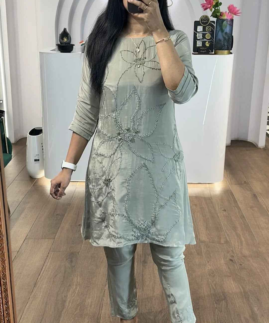 Gray KnotWork Co-Ord Set