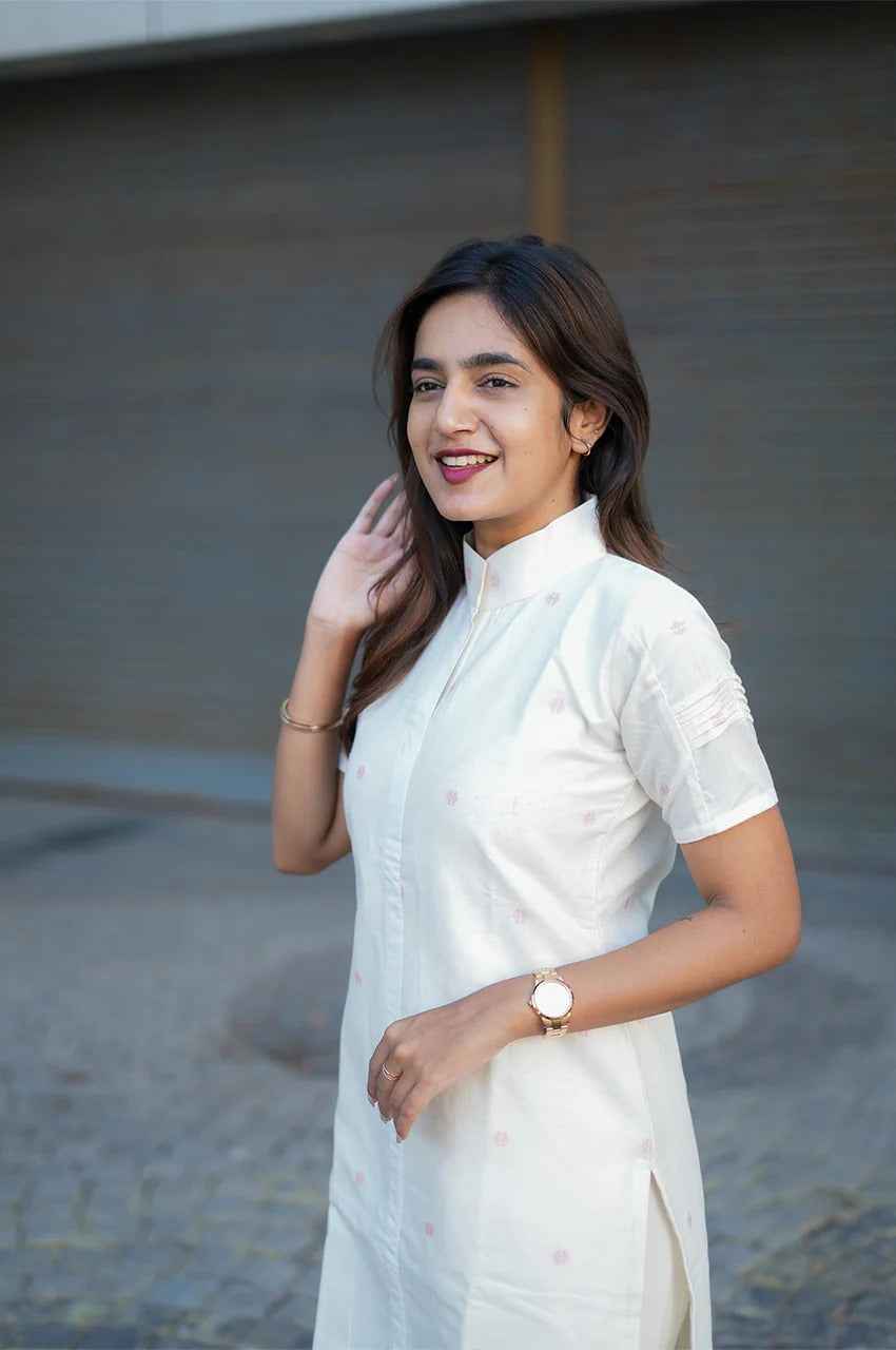 Ivory Pink Handloom Co-ord Set