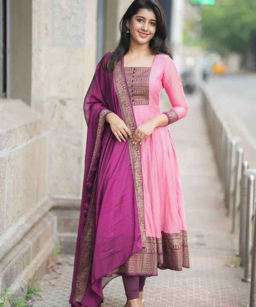 Menaka Series collection Pure cotton temple Anarkali