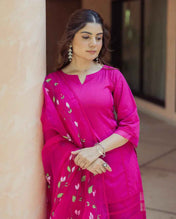 Chroma Charm Purple Handpainted Cotton Suit Set