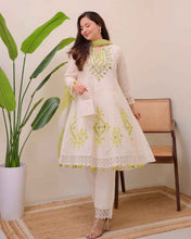 Lime Glow Aline Handwork Pakistani Suit